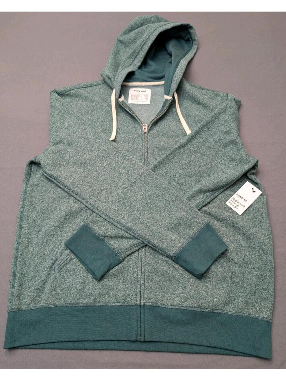 Sonoma Goods For Life Supersoft Men's XL Green Full Zip Hoodie w/ Pockets